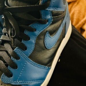 Blue and Black High-Top Sneakers